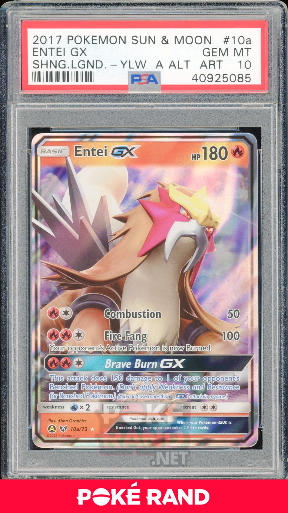 Entei GX (#10a) PSA 10 - Shining Legends - PokeRand