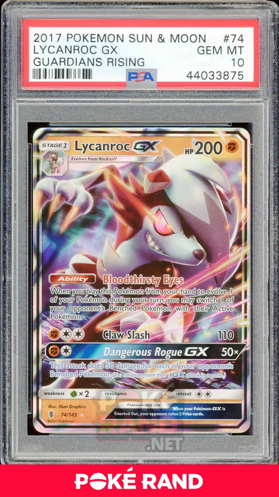 Lycanroc GX (#74) PSA 10 - Guardians Rising - PokeRand