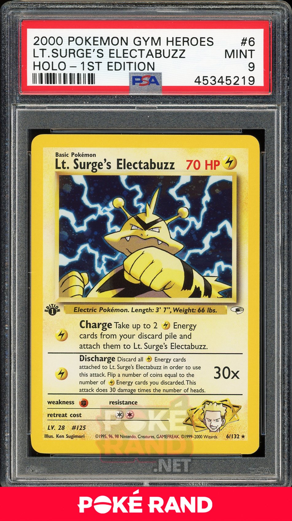 Lt Surge's Electabuzz (PSA 9) - Gym Heroes 1st Edition #6 - PokeRand