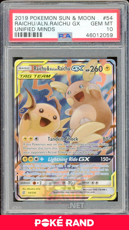 Raichu/ Alolan Raichu (#54) PSA 10 - Unified Minds - PokeRand