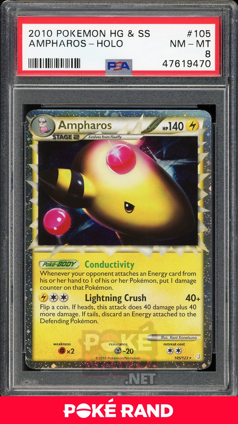 Ampharos Holo (PSA 8) - Heartgold & Soulsilver #105