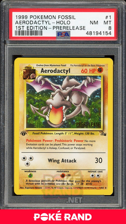 Aerodactyl Holo 1st Edition Prerelease (PSA 8) - Fossil #1