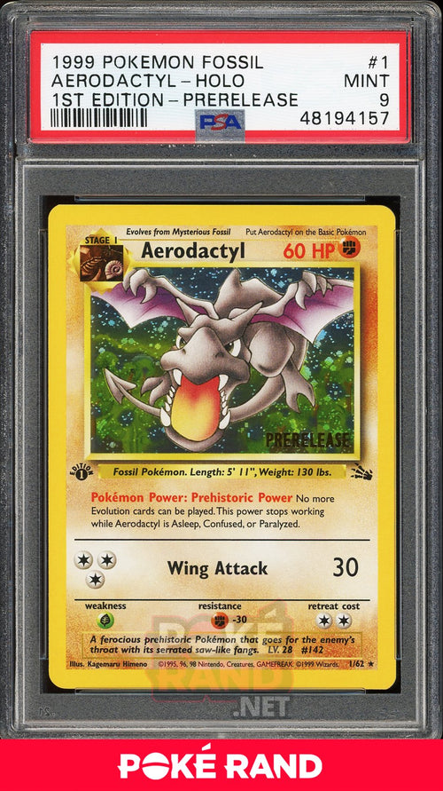 Aerodactyl Holo 1st Edition Prerelease (PSA 9) - Fossil #1