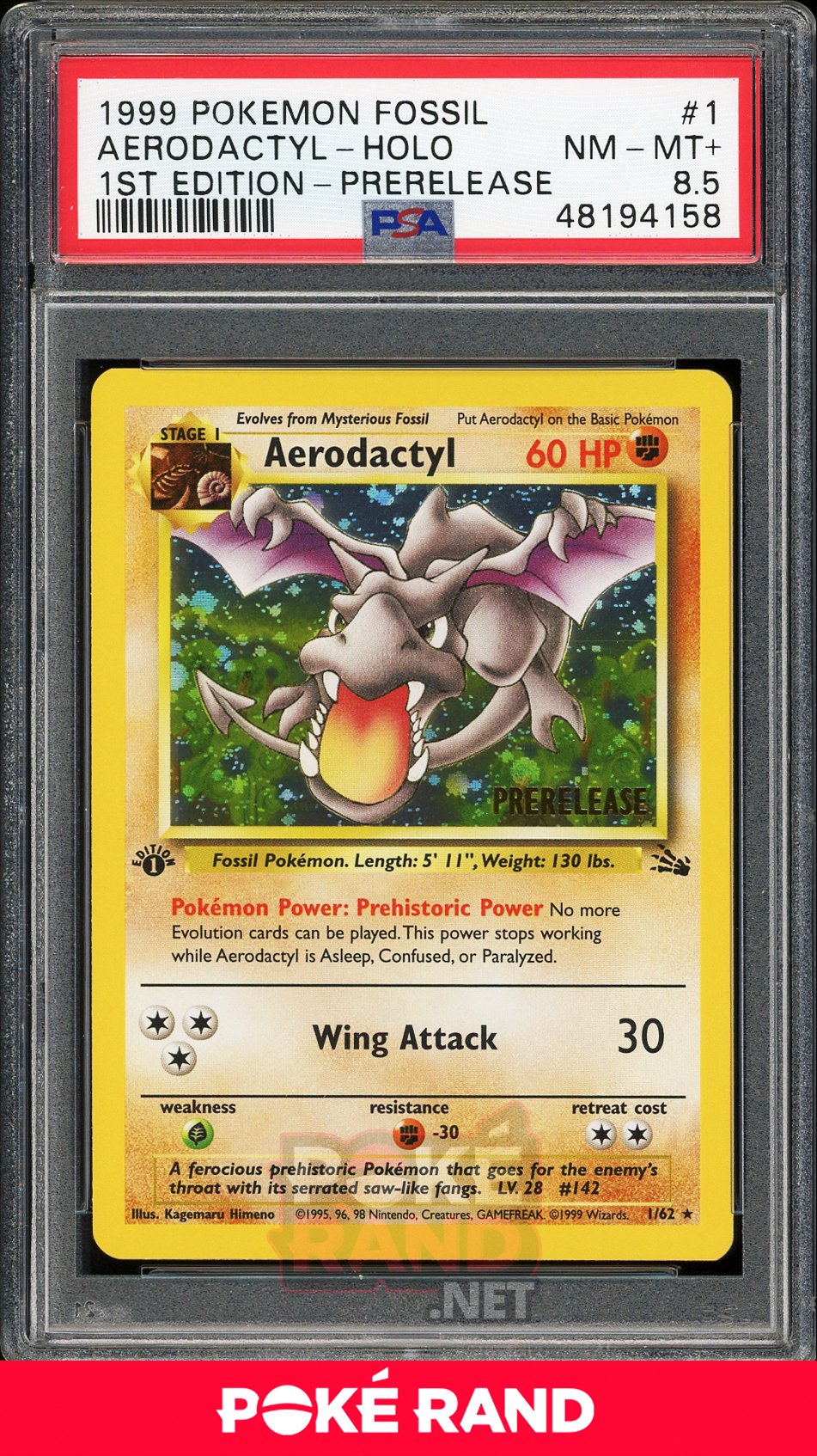 Aerodactyl Holo 1st Edition Prerelease (PSA 8.5) - Fossil #1