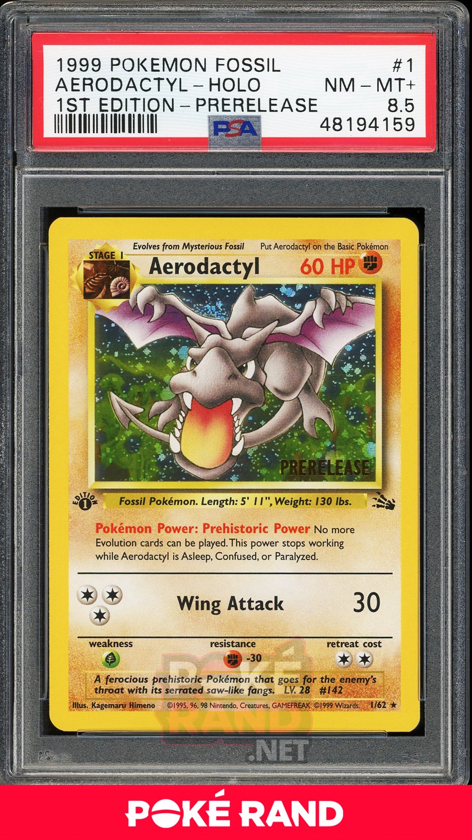 Aerodactyl Holo 1st Edition Prerelease (PSA 8.5) - Fossil #1