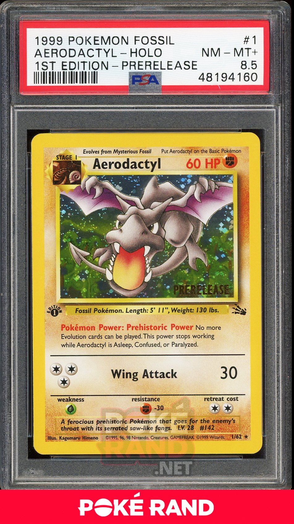 Aerodactyl Holo 1st Edition Prerelease (PSA 8.5) - Fossil #1