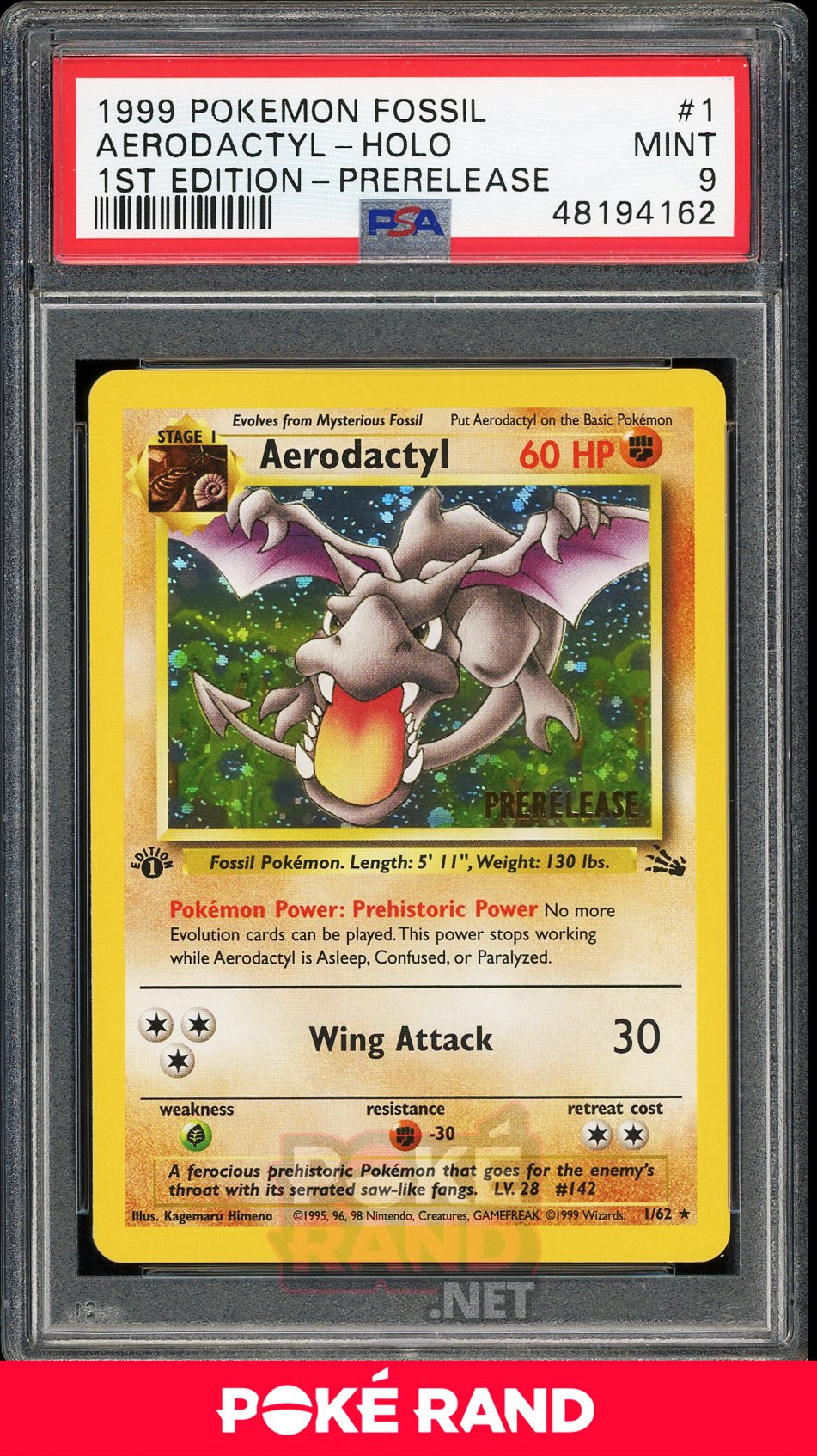 Aerodactyl Holo 1st Edition Prerelease (PSA 9) - Fossil #1