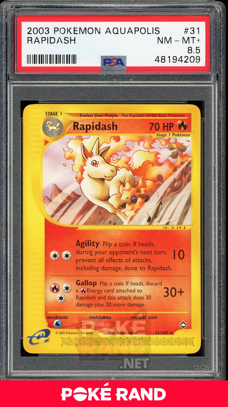 Rapidash (PSA 8.5) - Aquapolis #31