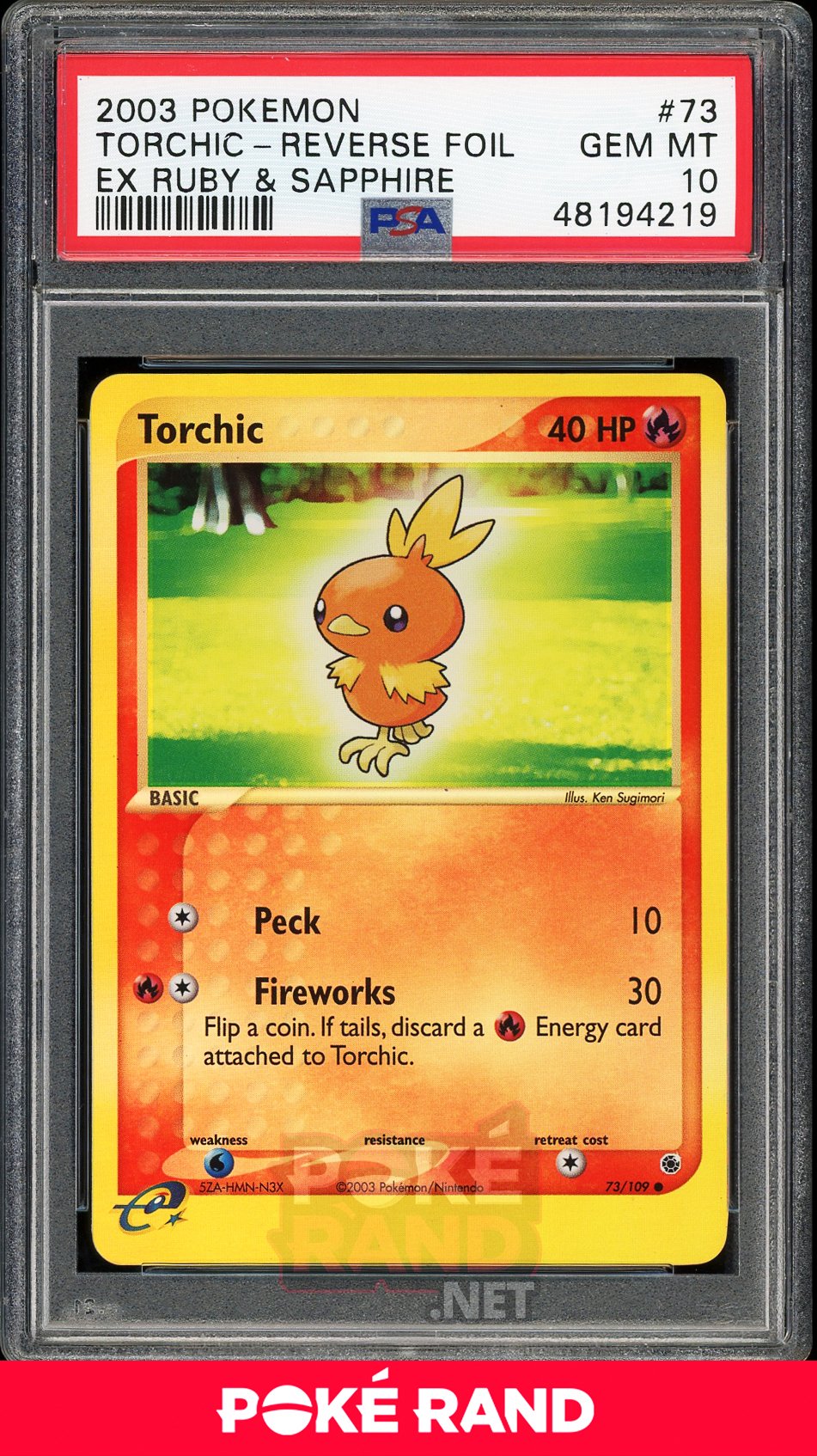 Torchic Reverse Foil (PSA 10) - EX Ruby & Sapphire #73