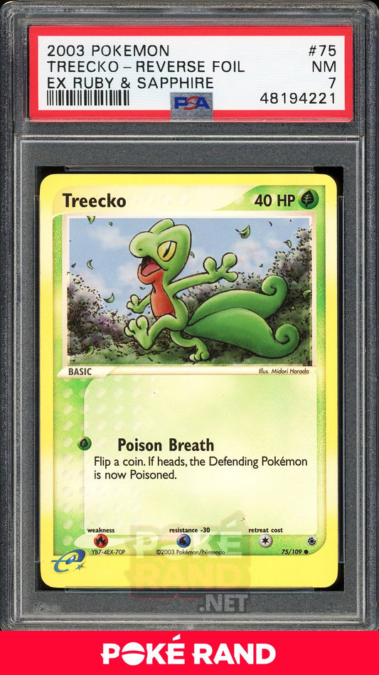 Treecko Reverse Foil (PSA 7) - EX Ruby & Sapphire #75