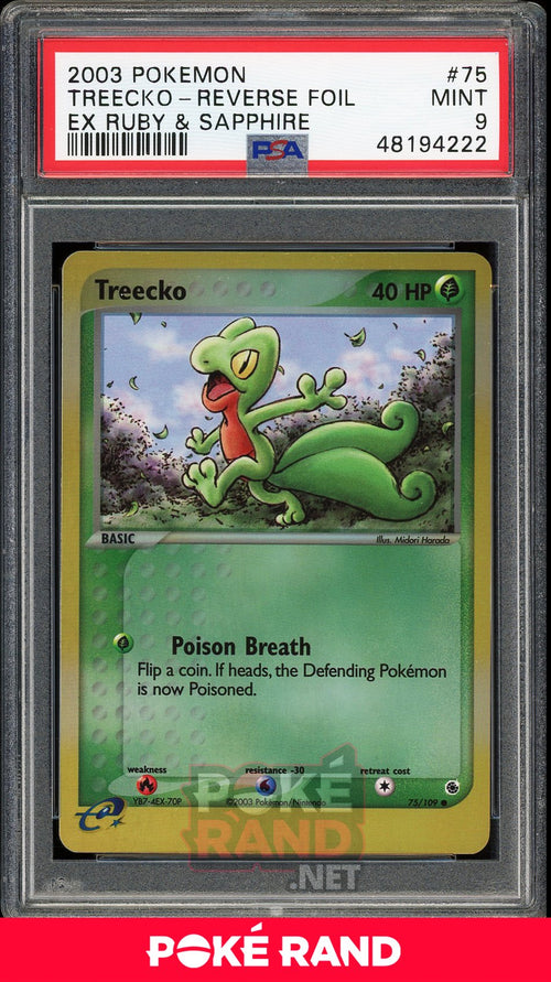 Treecko Reverse Foil (PSA 9) - EX Ruby & Sapphire #75