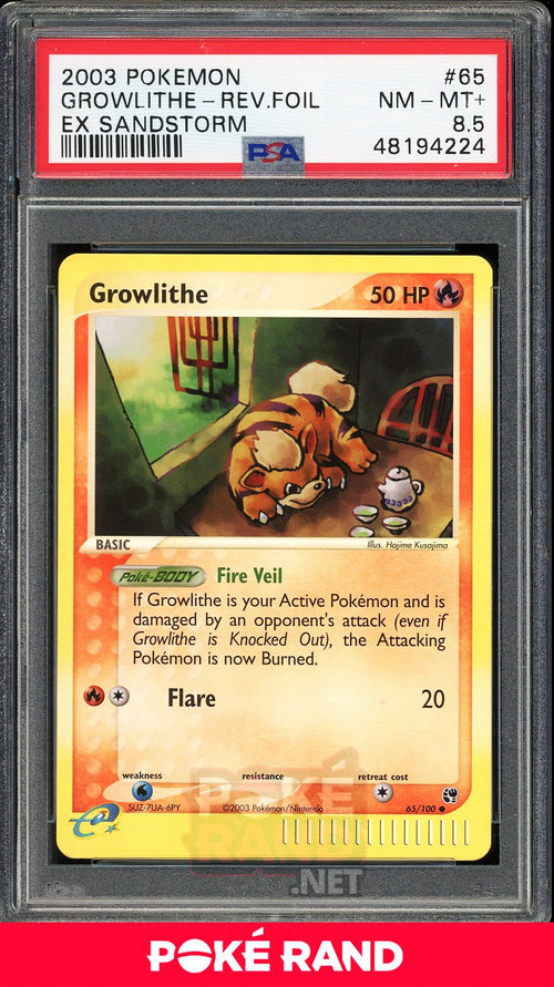 Growlithe Reverse Foil (PSA 8.5) - EX Sandstorm #65