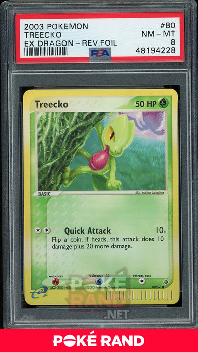 Treecko Reverse Foil (PSA 8) - EX Dragon #80