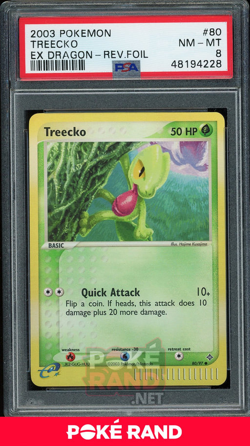 Treecko Reverse Foil (PSA 8) - EX Dragon #80
