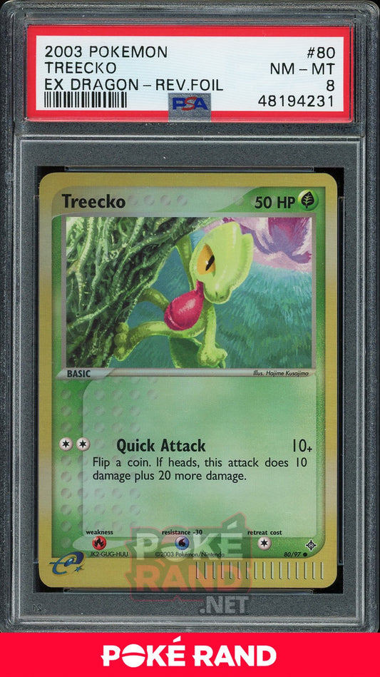 Treecko Reverse Foil (PSA 8) - EX Dragon #80