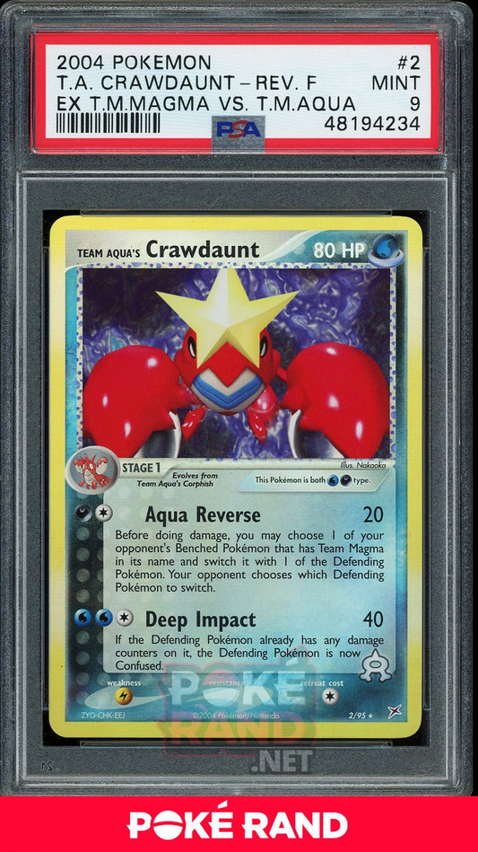 Team Aqua's Crawdaunt Reverse Foil (PSA 9) - EX Team Magma vs Team Aqua #2