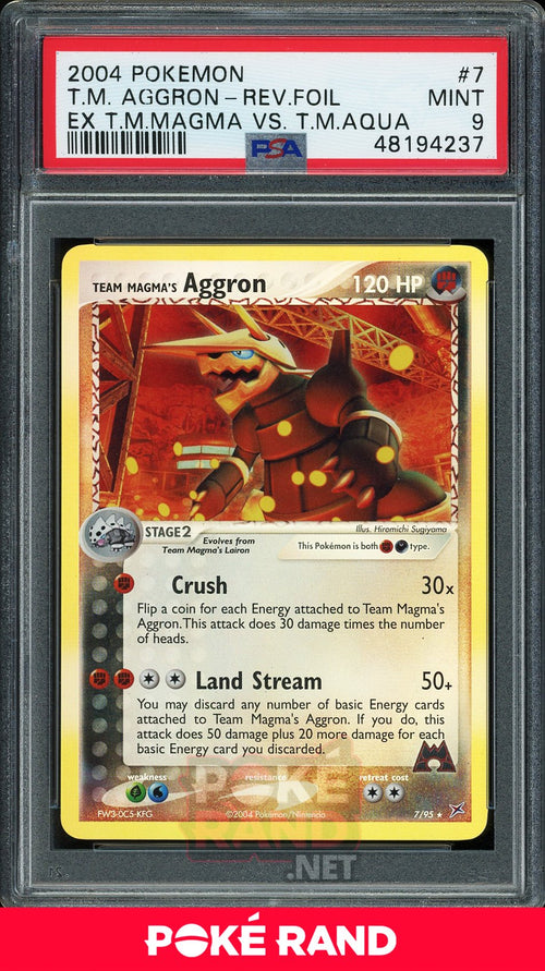 Team Magma's Aggron Reverse Foil (PSA 9) - EX Team Magma vs Team Aqua #7