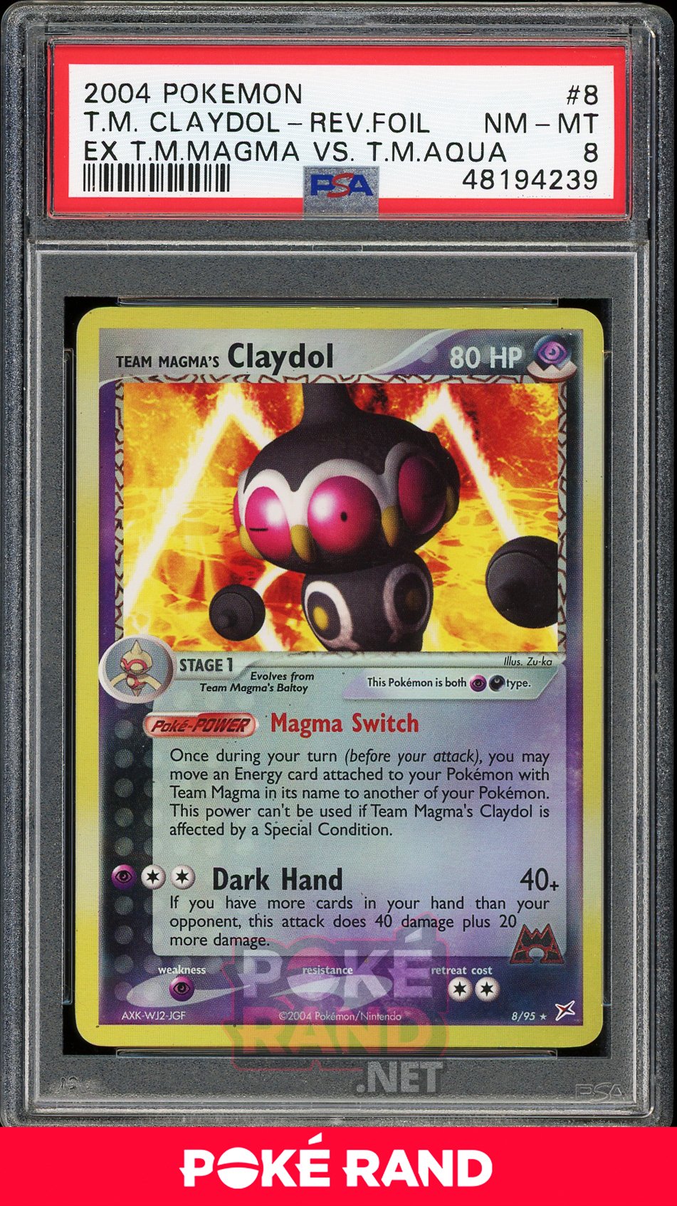 Team Magma's Claydol Reverse Foil (PSA 8) - EX Team Magma vs Team Aqua #8