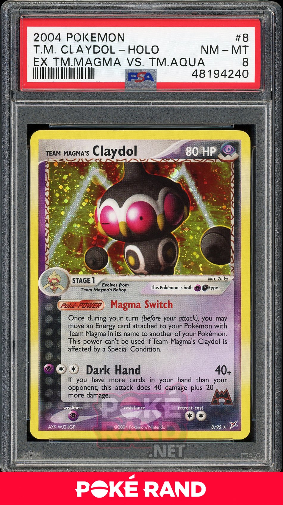 Team Magma's Claydol Holo (PSA 8) - EX Team Magma vs Team Aqua #8