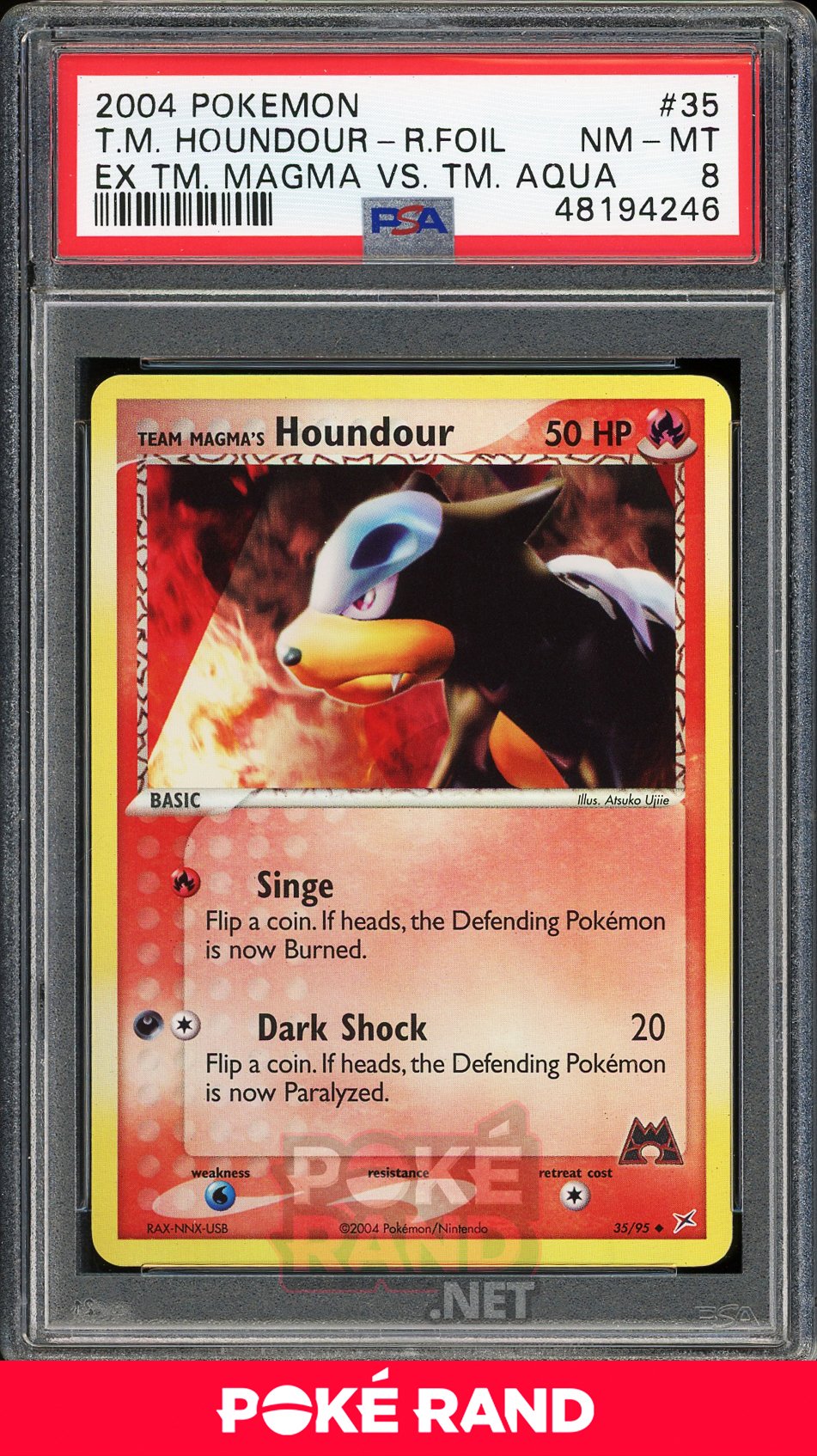 Team Magma's Houndour Reverse Foil (PSA 8) - EX Team Magma vs Team Aqua #35