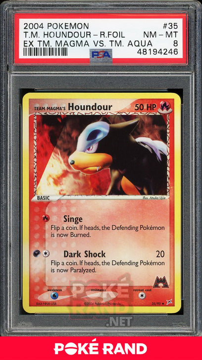 Team Magma's Houndour Reverse Foil (PSA 8) - EX Team Magma vs Team Aqua #35