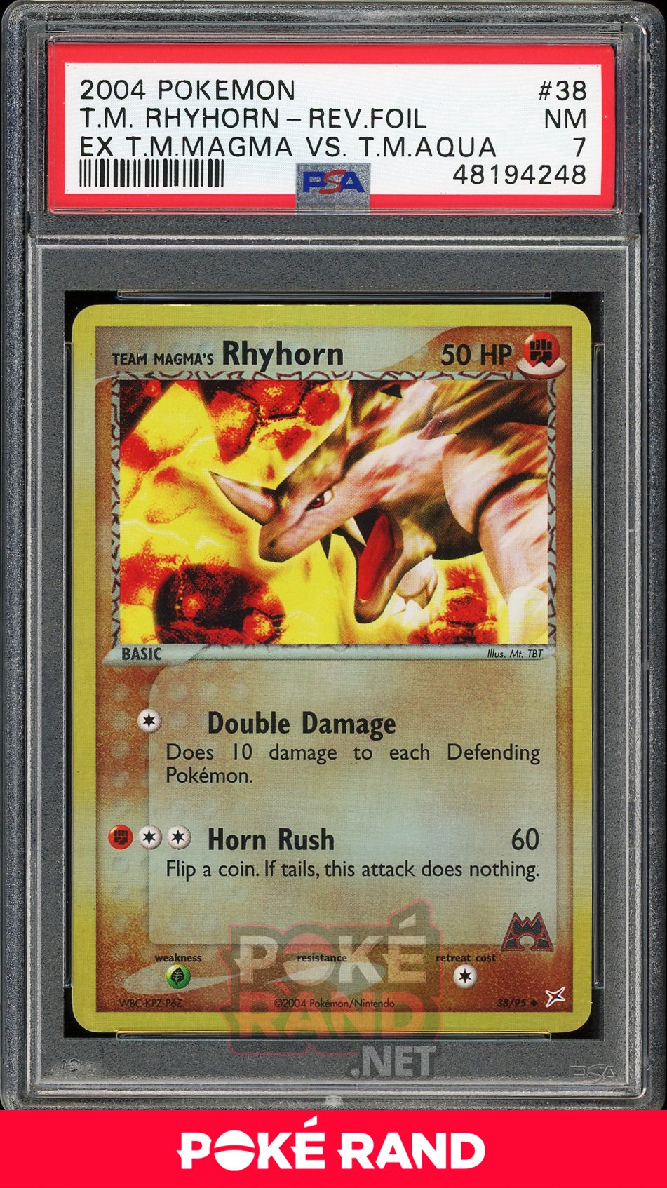 Team Magma's Rhyhorn Reverse Foil (PSA 7) - EX Team Magma vs Team Aqua #38