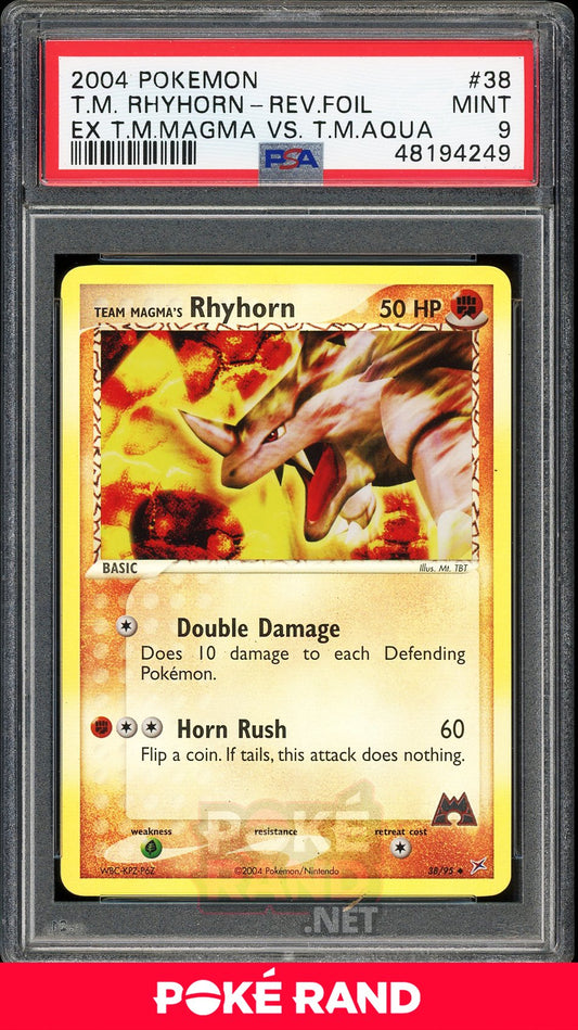 Team Magma's Rhyhorn Reverse Foil  (PSA 9) - EX Team Magma vs Team Aqua #38