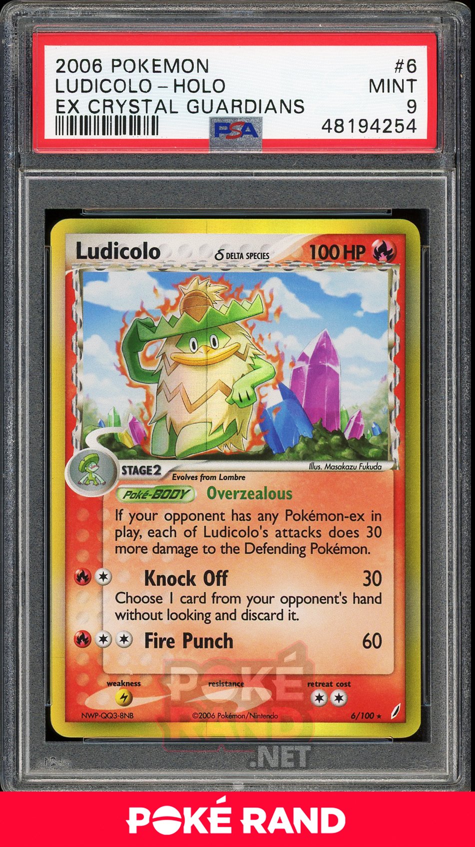 Ludicolo Holo (PSA 9) - EX Crystal Guardians #6