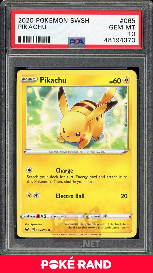 Pikachu (PSA 10) - Sword & Shield #65