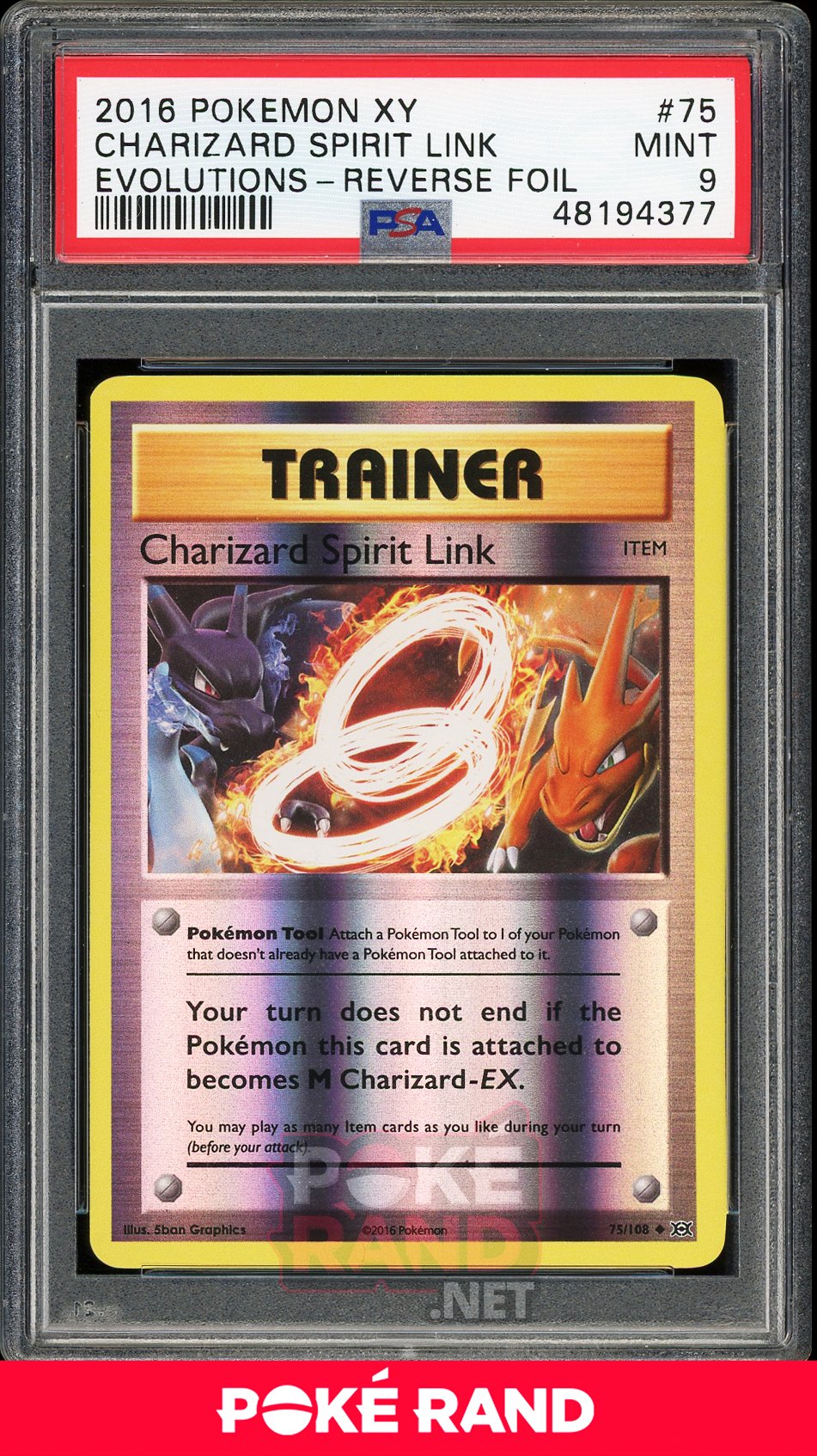 Charizard Spirit Link Reverse Foil (PSA 9) - XY Evolutions #75