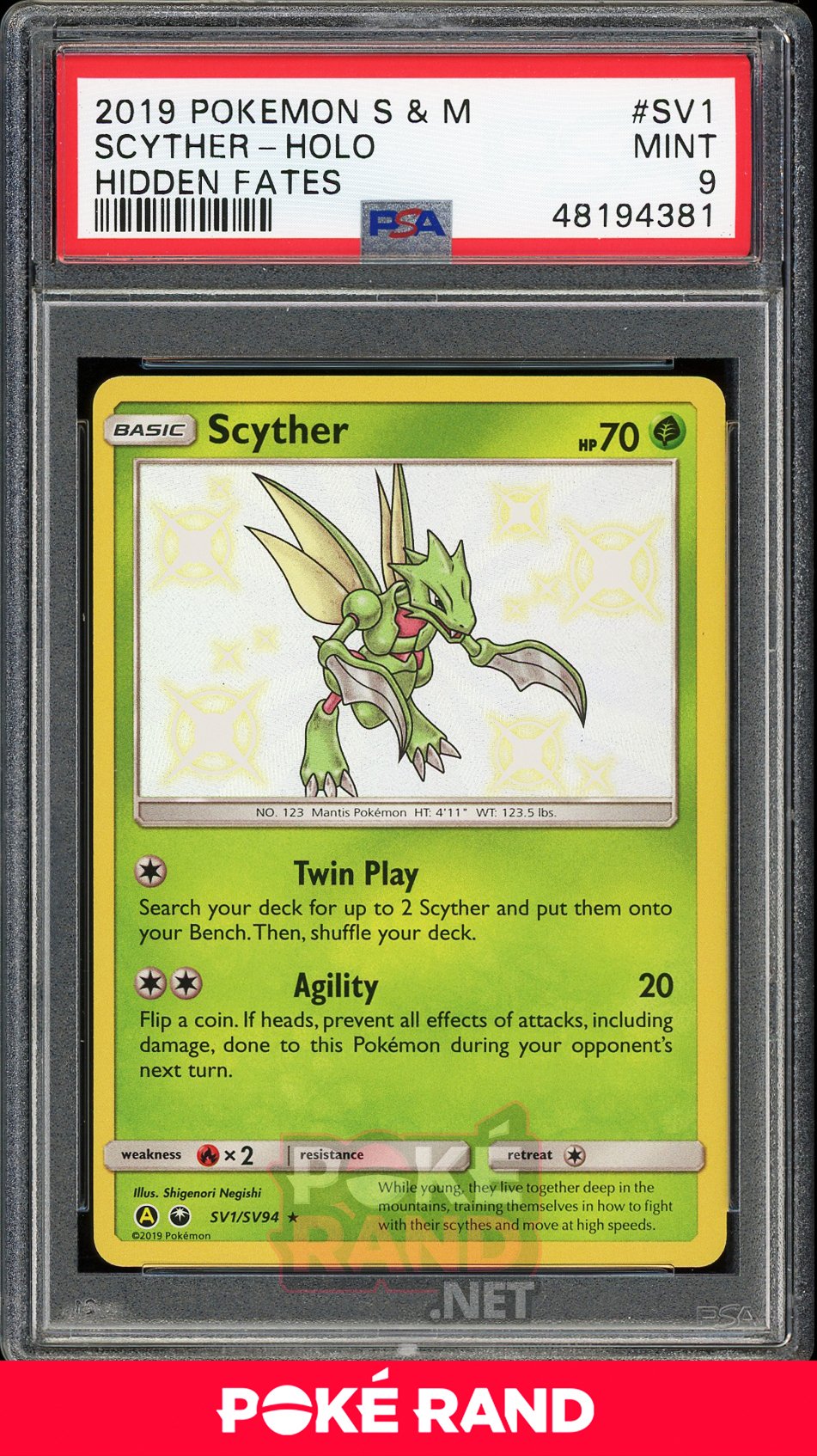 Scyther Holo (PSA 9) - Hidden Fates SV1