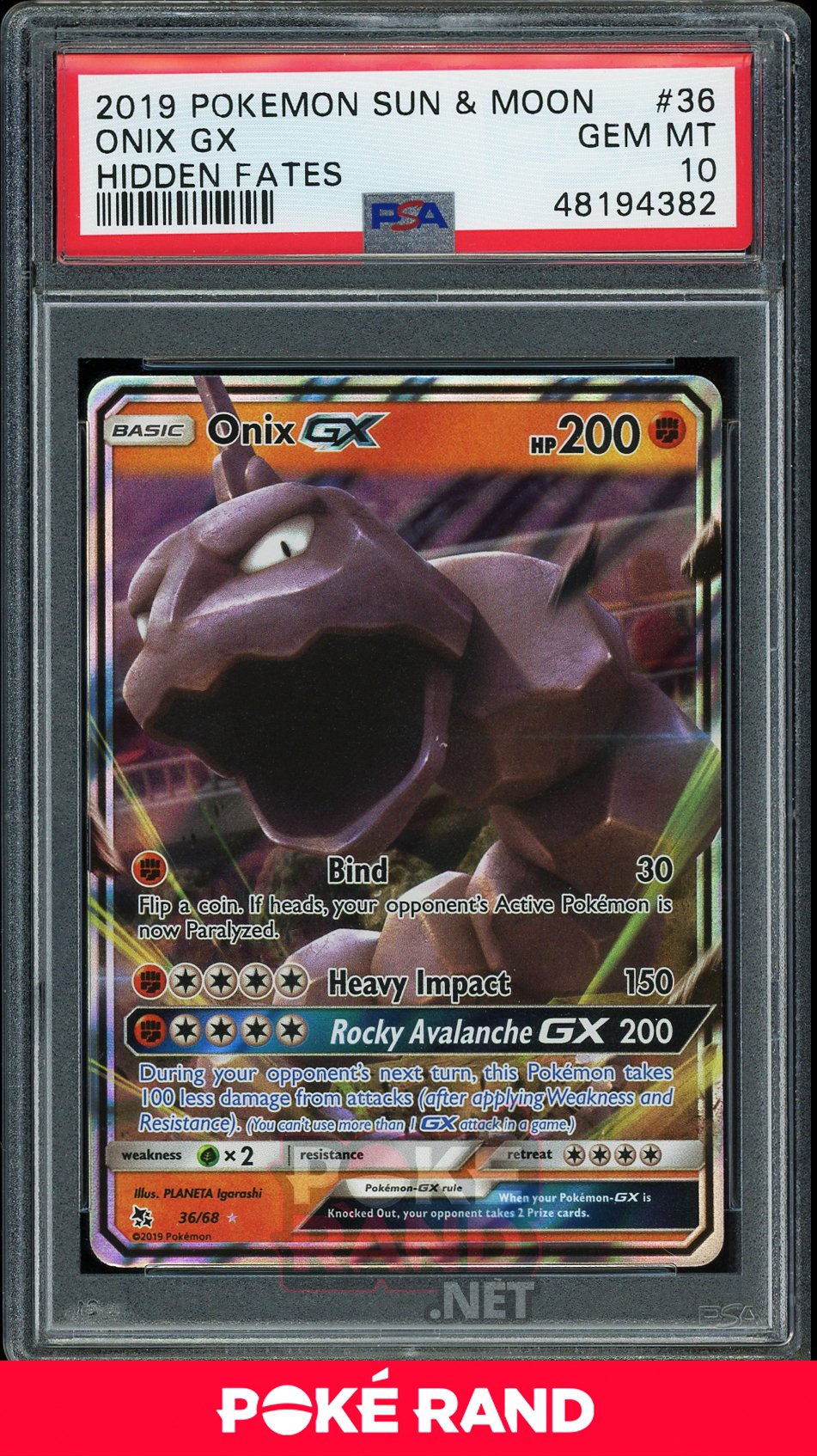 Onix GX (PSA 10) - Hidden Fates #36