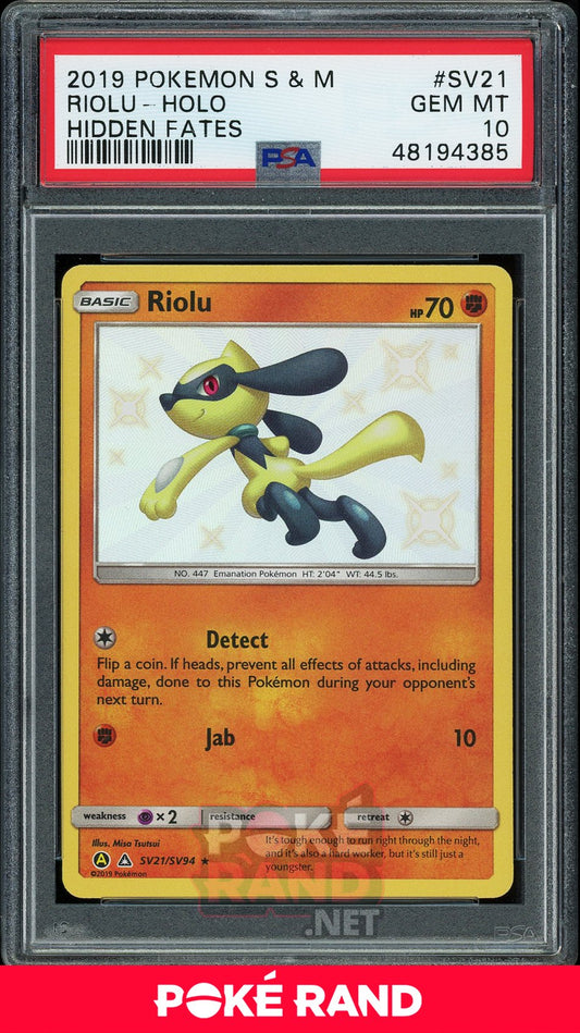 Riolu Holo (PSA 10) - Hidden Fates  SV21