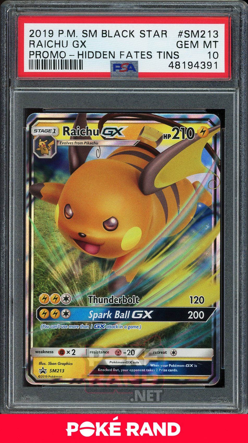 Raichu GX Tin Promo (PSA 10) - Black Star Promo  SM213