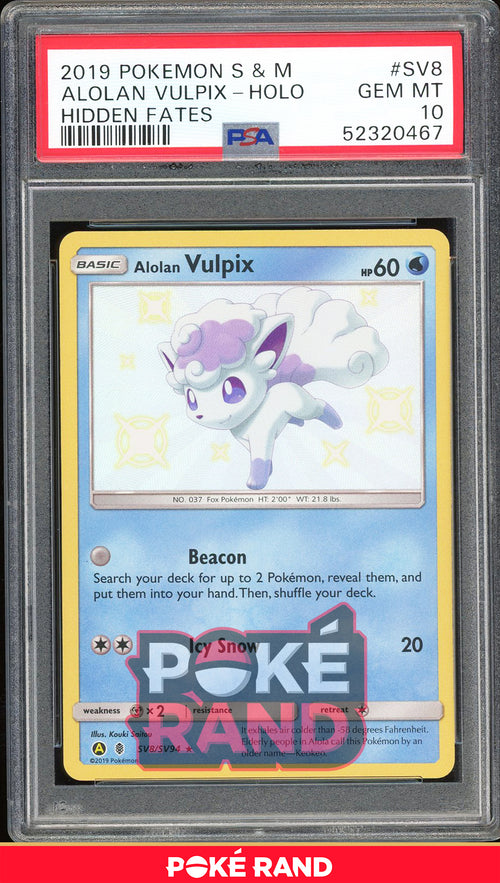 Alolan Vulpix - Holo - Hidden Fates Shiny Vault (PSA 10) - SV8/SV94 - PokeRand