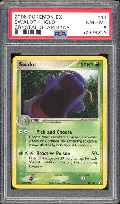 Swalot 11/100 - PSA 8 - Crystal Guardians Holo