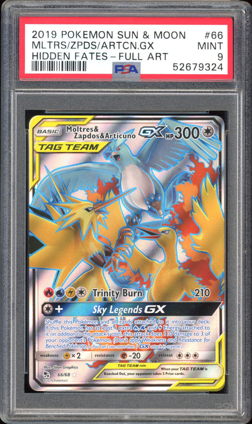 Moltres & Zapdos & Articuno GX - PSA 9 - Hidden Fates - #66 - Full Art