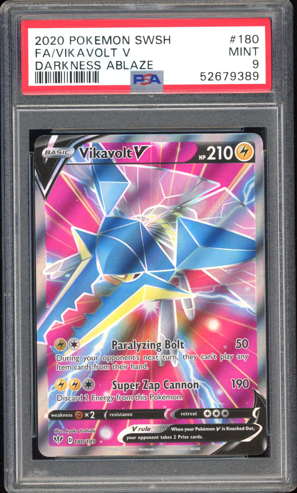 Vikavolt V - PSA 9 - Darkness Ablaze - #180 - Full Art