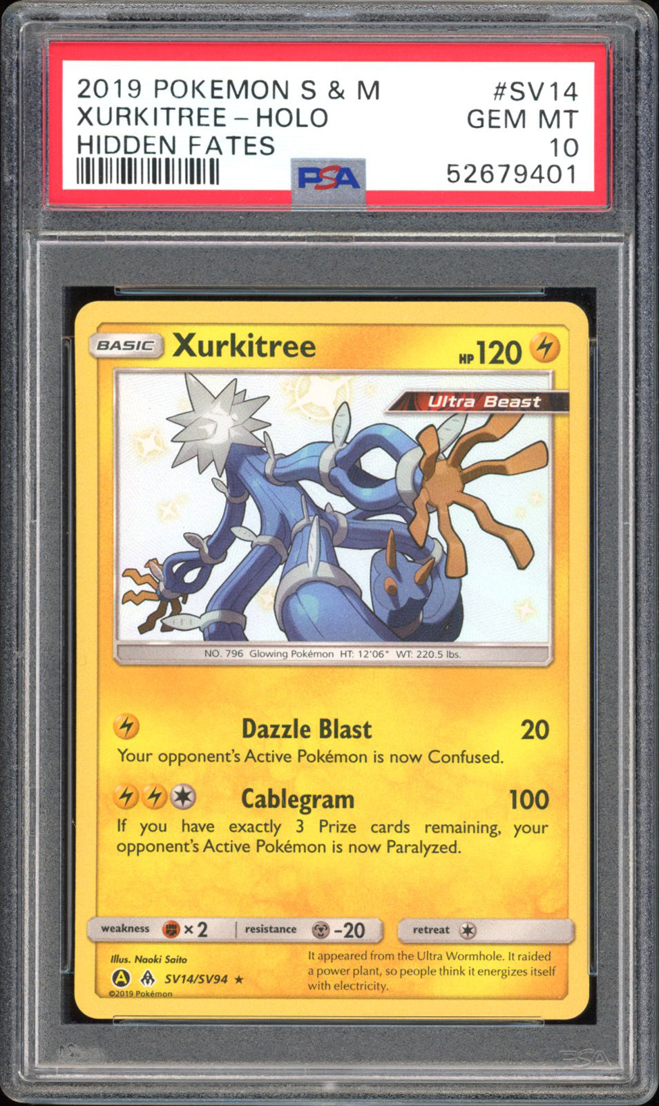 Xurkitree - PSA 10 - Hidden Fates - #SV14 - Holo