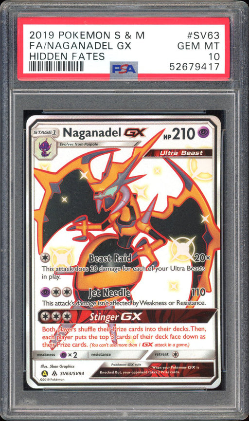 Naganadel GX - PSA 10 - Hidden Fates - #SV63 - Full Art