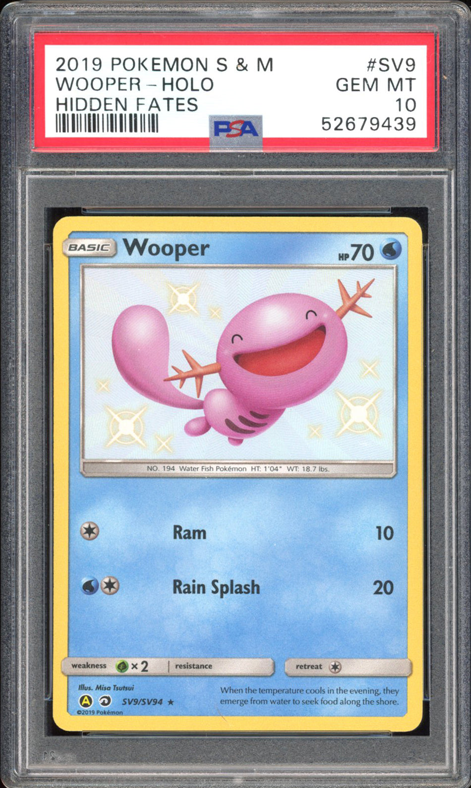 Wooper - PSA 10 - Hidden Fates - #SV9 - Holo