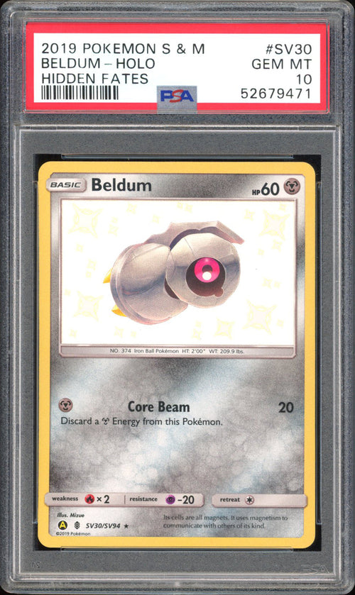 Beldum - PSA 10 - Hidden Fates - #SV30 - Holo