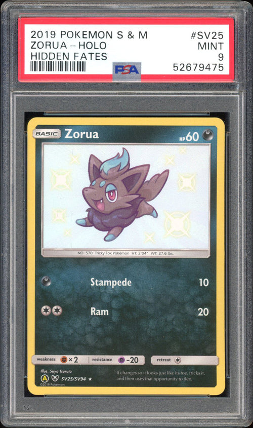 Zorua - PSA 9 - Hidden Fates - #SV25 - Holo