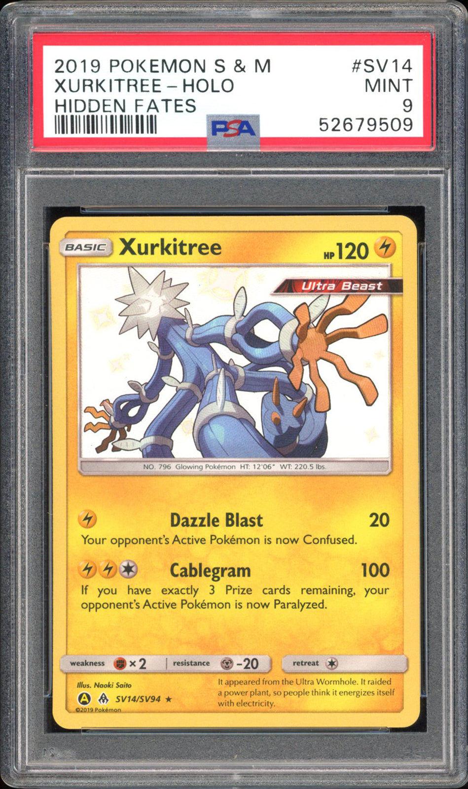 Xurkitree - PSA 9 - Hidden Fates - #SV14 - Holo