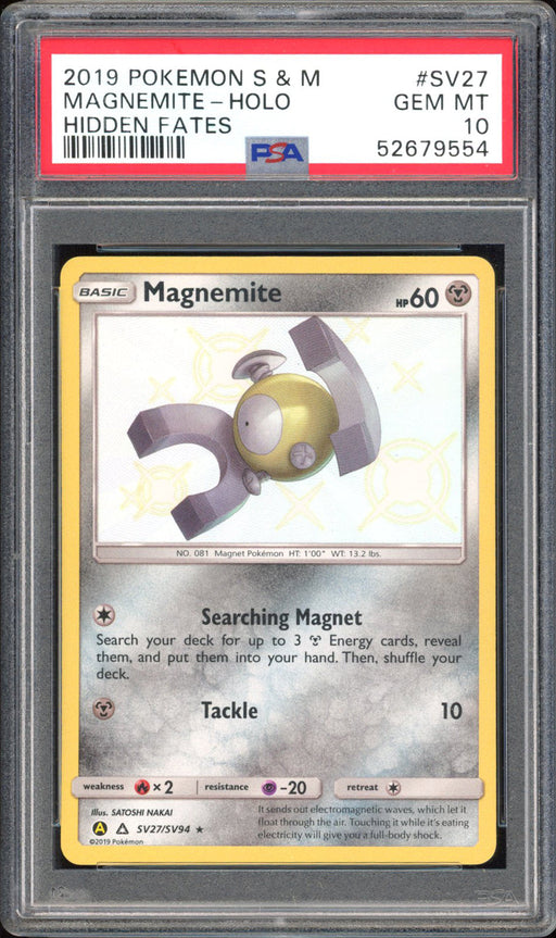Magnemite - PSA 10 - Hidden Fates - #SV27 - Holo