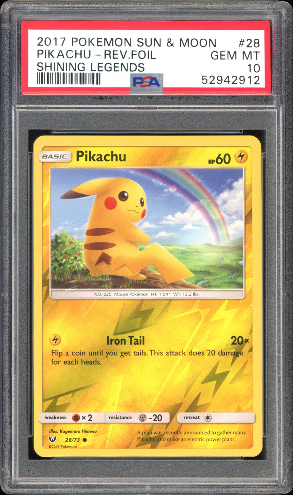 Pikachu - PSA 10 - Shining Legends - #28 - Rev. Foil