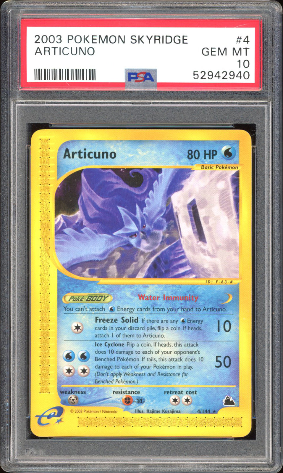 Articuno   4/144 - PSA 10 - Skyridge 