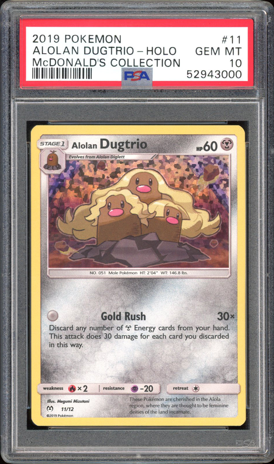 Alolan Dugtrio - PSA 10 - McDonalds Collection - #11 - Holo