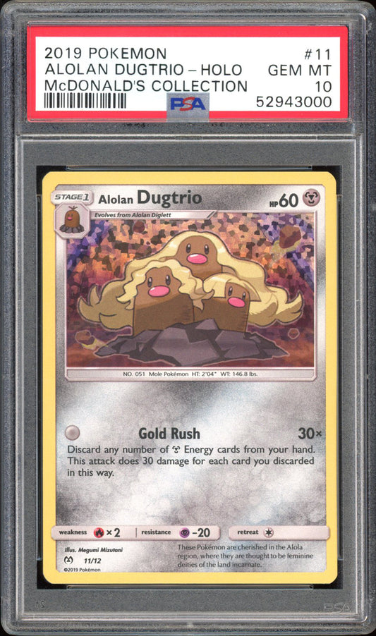 Alolan Dugtrio - PSA 10 - McDonalds Collection - #11 - Holo