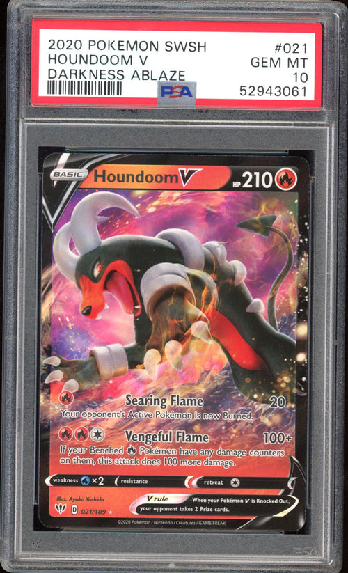 Houndoom V - PSA 10 - Darkness Ablaze - #21 - Holo